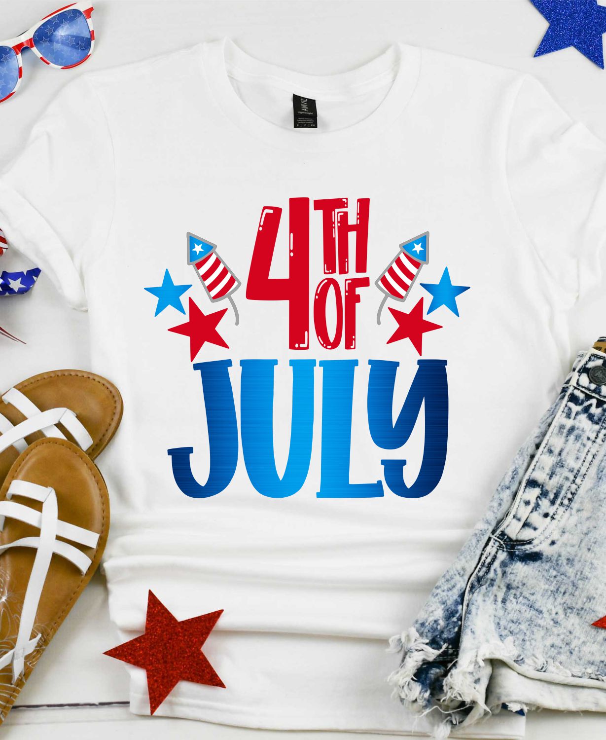 4th of July Fireworks Transfer - Rustic Grace Heat Transfer Company