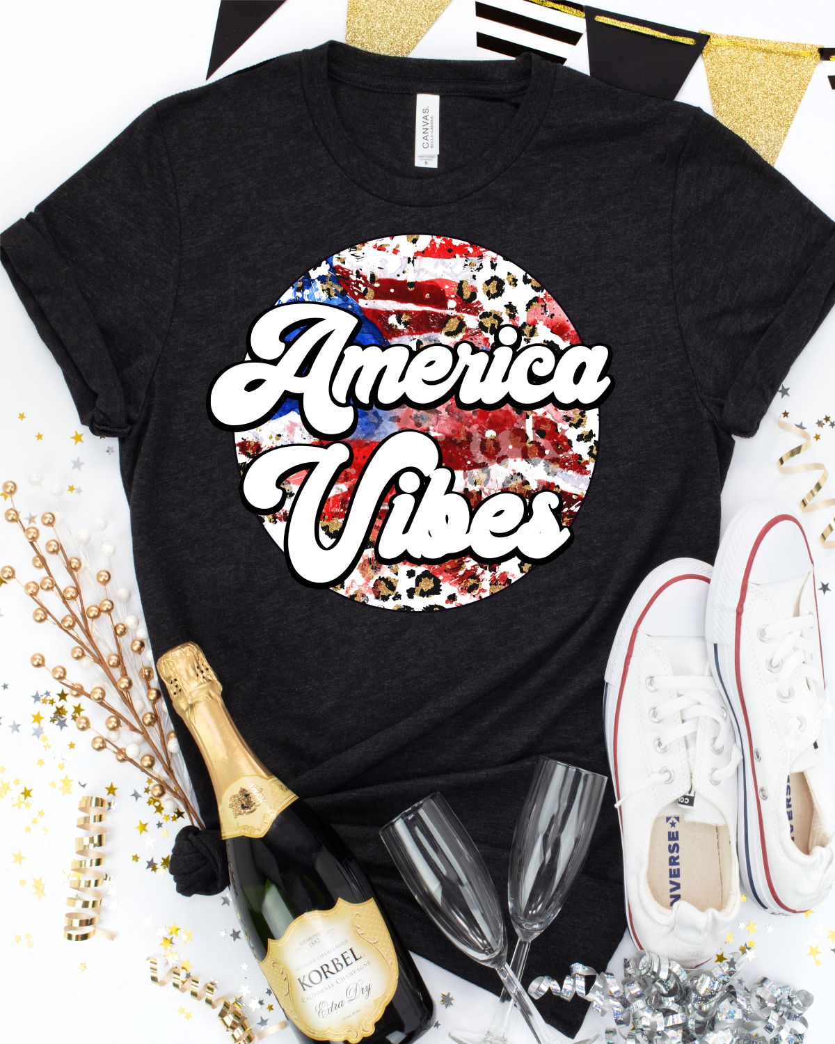 America Vibes Circle Transfer - Rustic Grace Heat Transfer Company