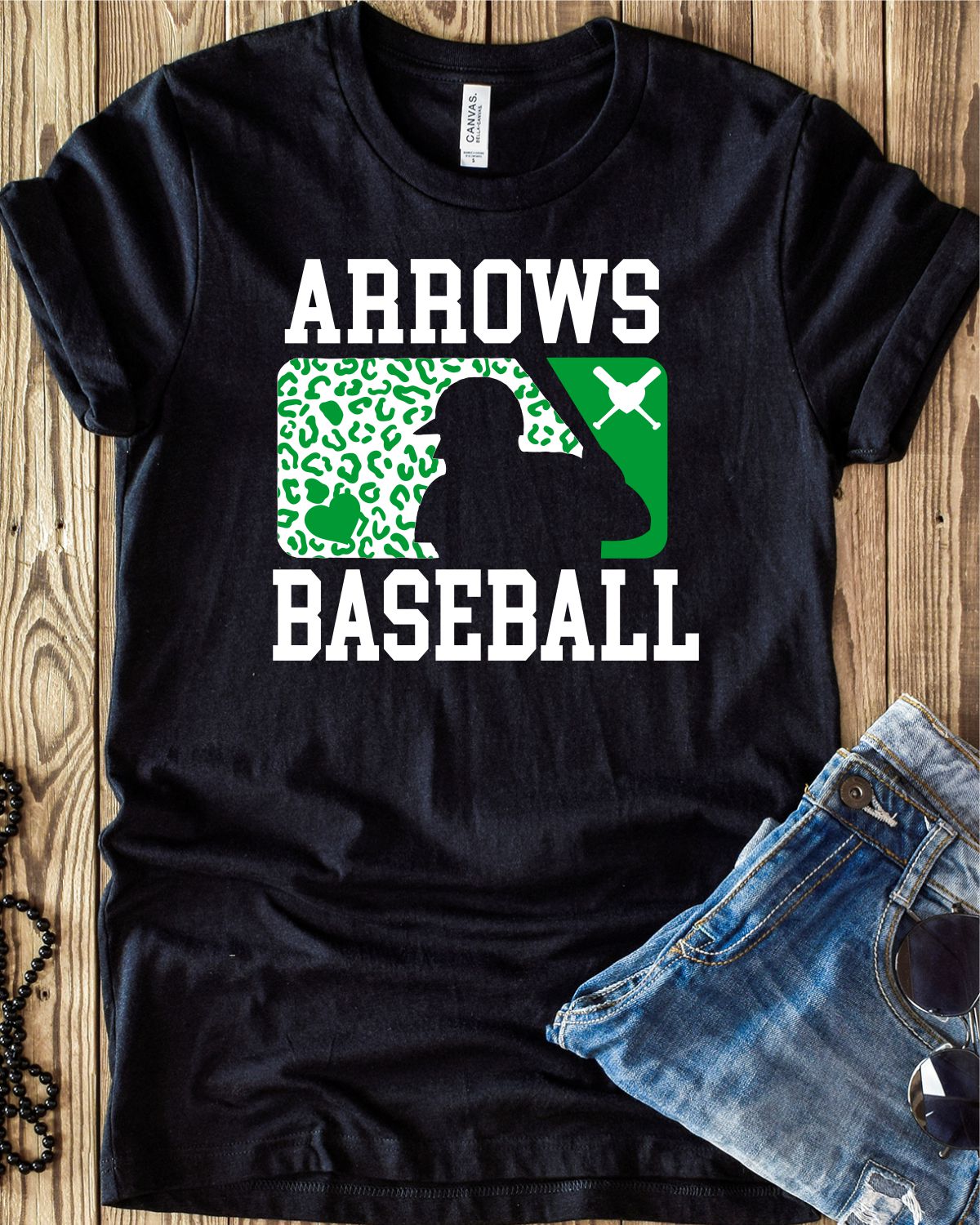 Arrows Leopard Baseball Player Transfer - Rustic Grace Heat Transfer Company