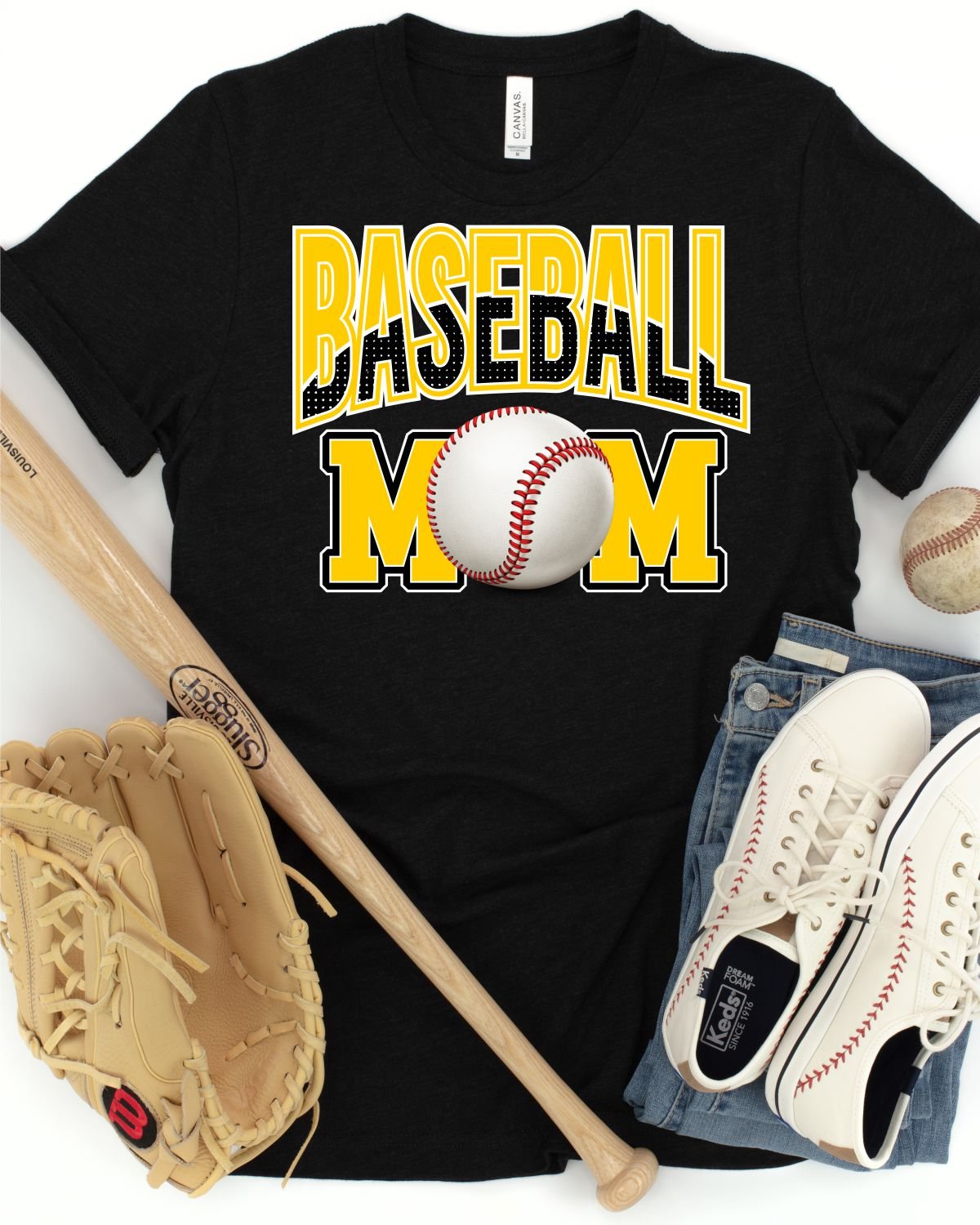 Baseball Mom with Dots Transfer - Rustic Grace Heat Transfer Company