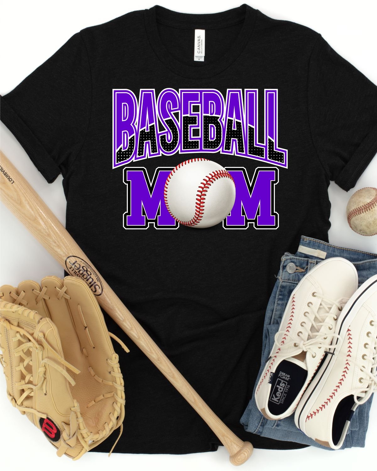 Baseball Mom with Dots Transfer - Rustic Grace Heat Transfer Company