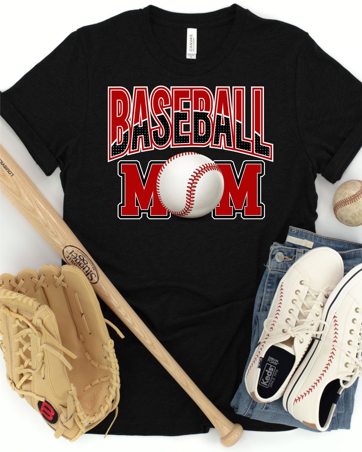 Baseball Mom with Dots Transfer - Rustic Grace Heat Transfer Company