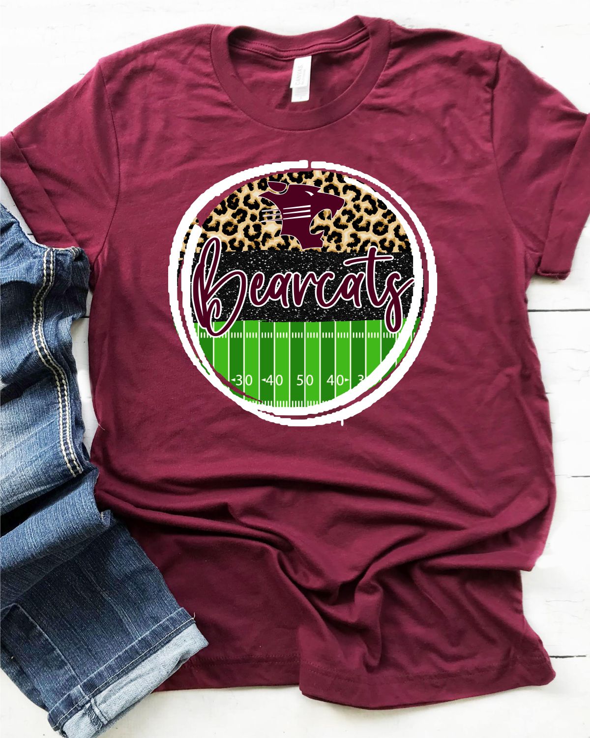 Bearcats Football Field Leopard Transfer - Rustic Grace Heat Transfer Company