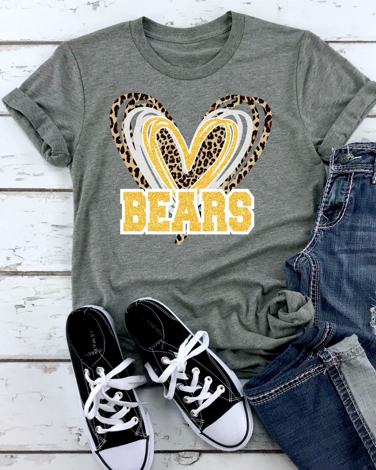 Bears Triple Heart Transfer - Rustic Grace Heat Transfer Company