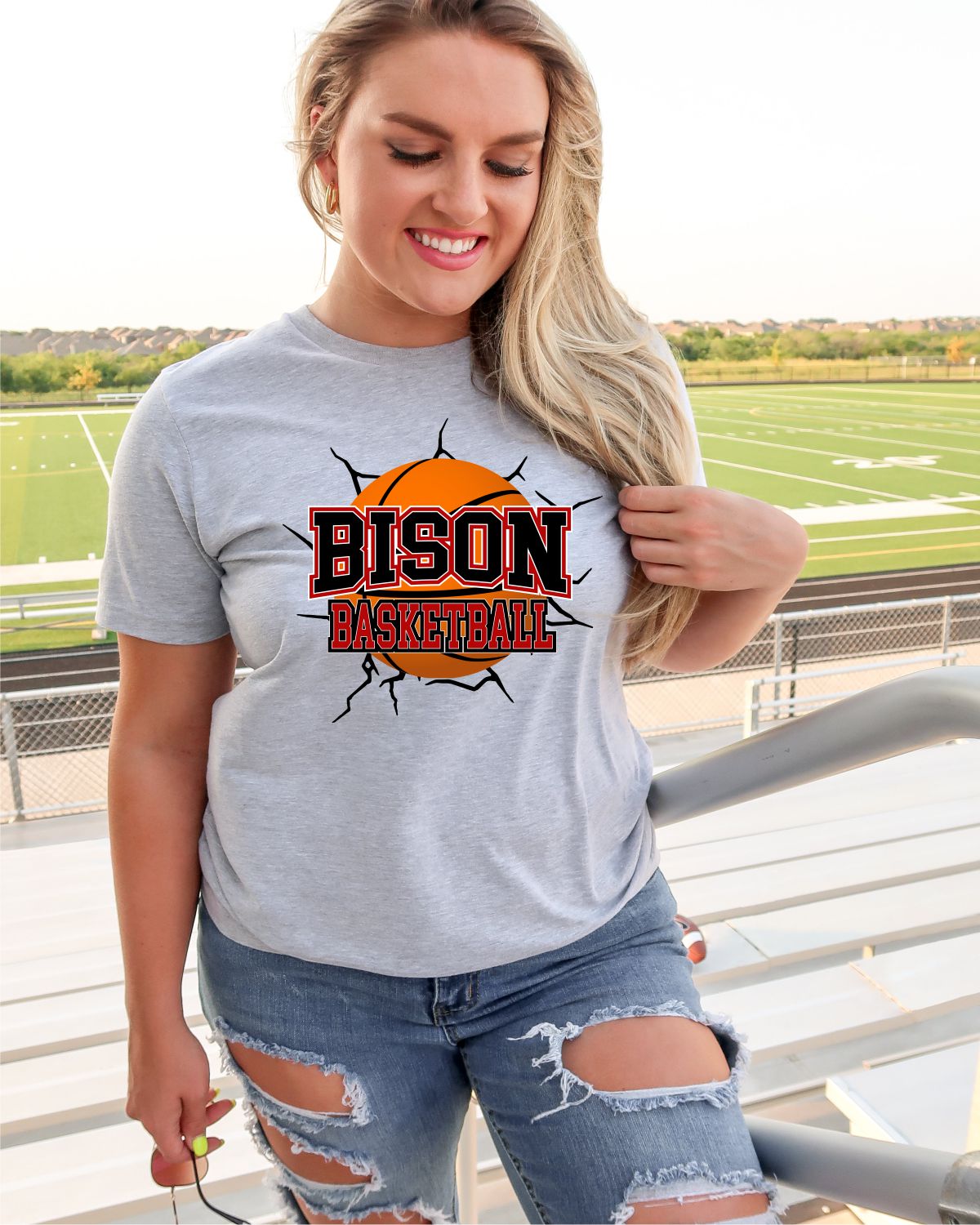 Bison Basketball Break Through Transfer - Rustic Grace Heat Transfer Company