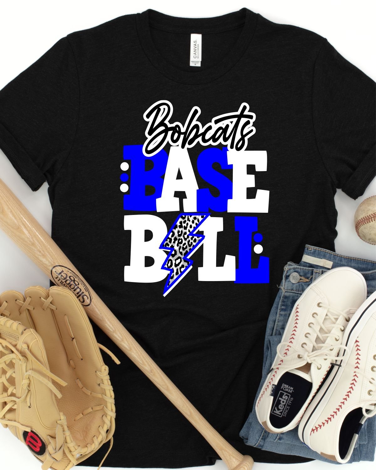 Bobcats Baseball with Bolt Transfer - Rustic Grace Heat Transfer Company