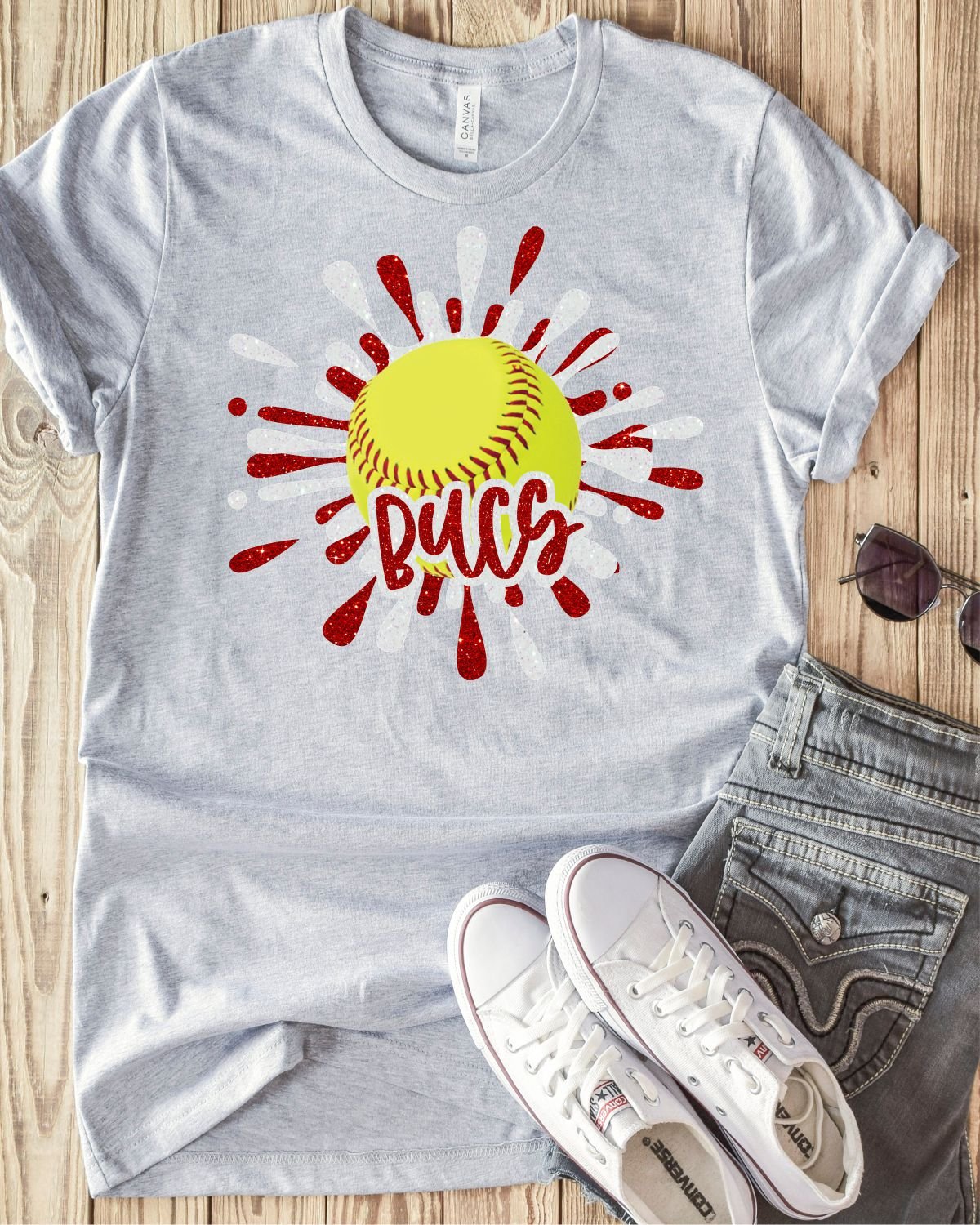 Bucs Softball Splatter Transfer - Rustic Grace Heat Transfer Company