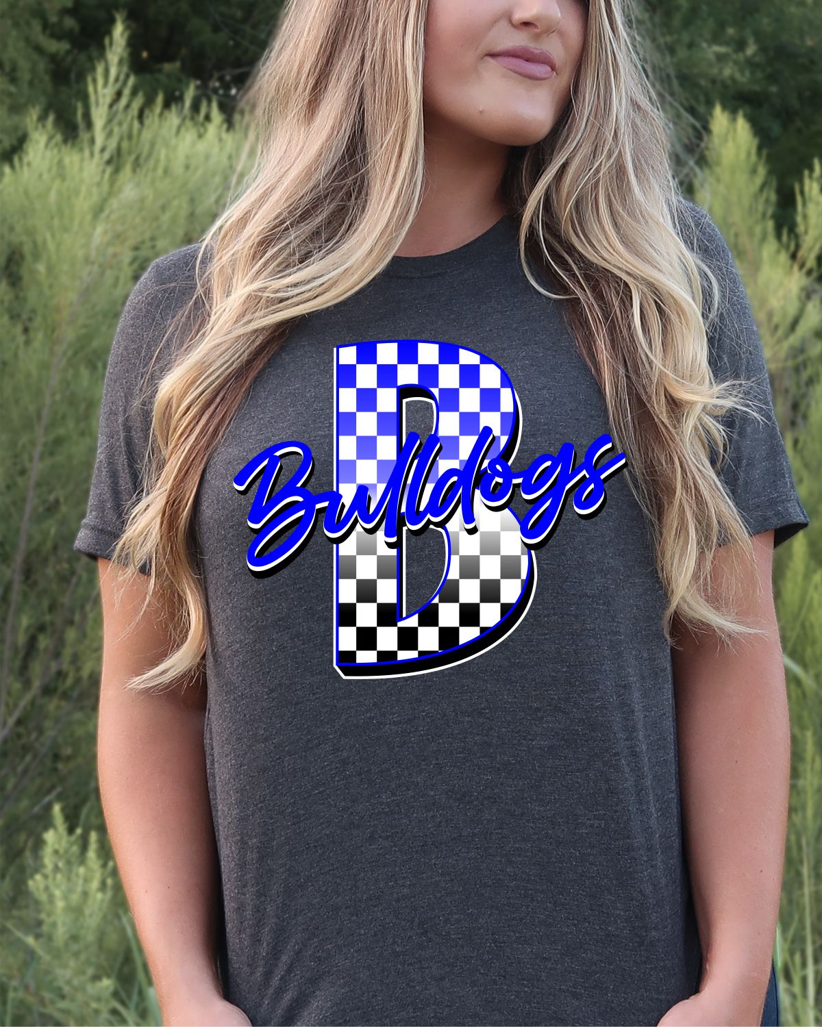 Bulldogs Checkered Letter Transfer - Rustic Grace Heat Transfer Company