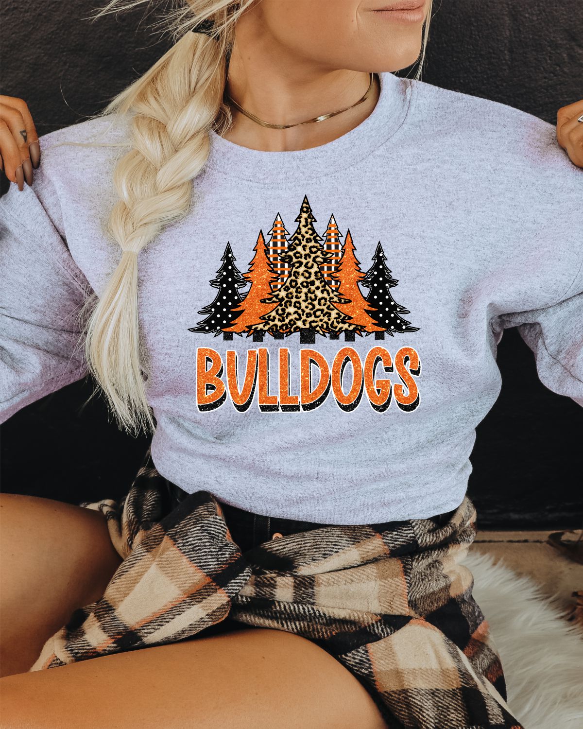 Bulldogs Christmas Trees Transfer - Rustic Grace Heat Transfer Company