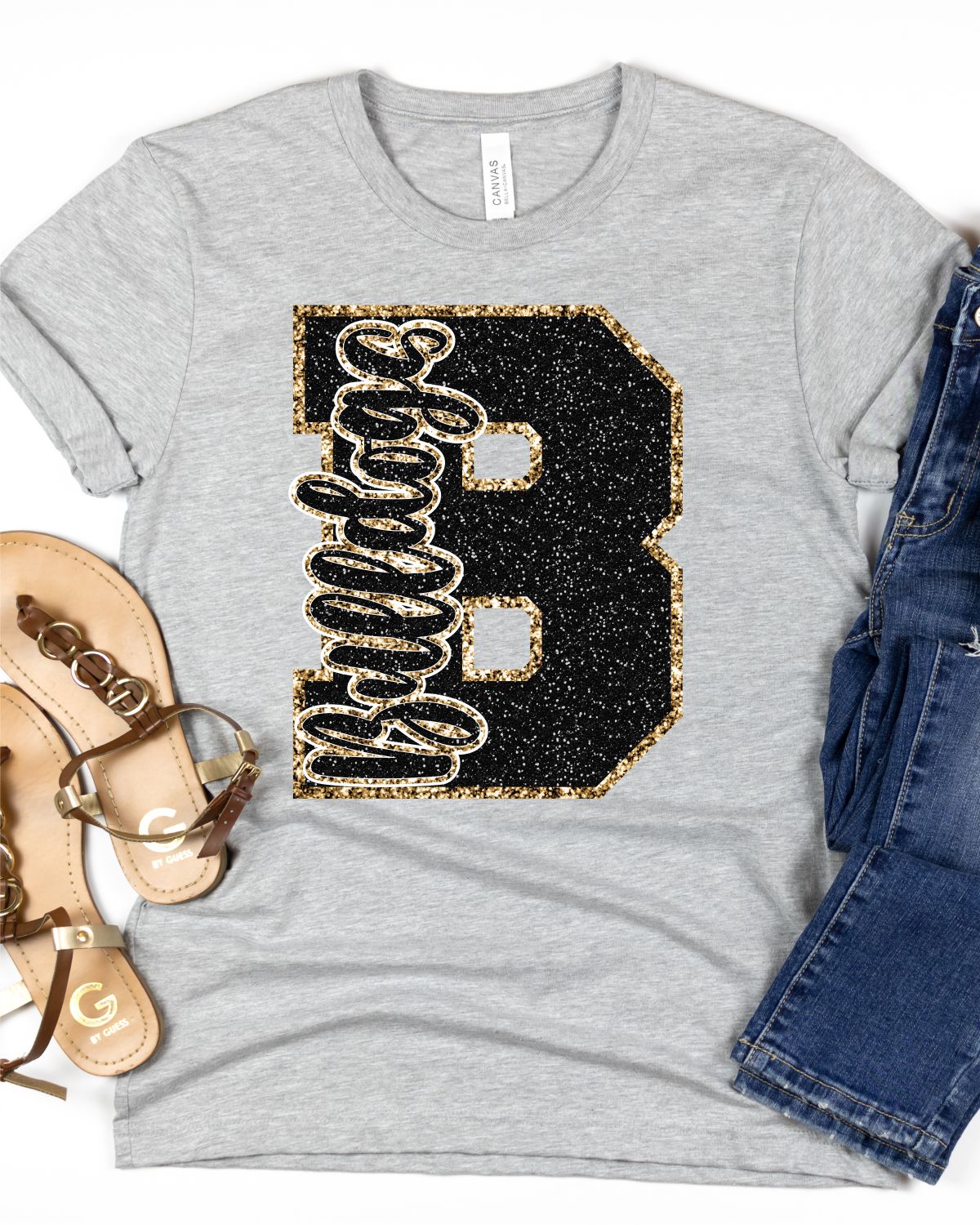 Bulldogs Glitter Letter Transfer - Rustic Grace Heat Transfer Company