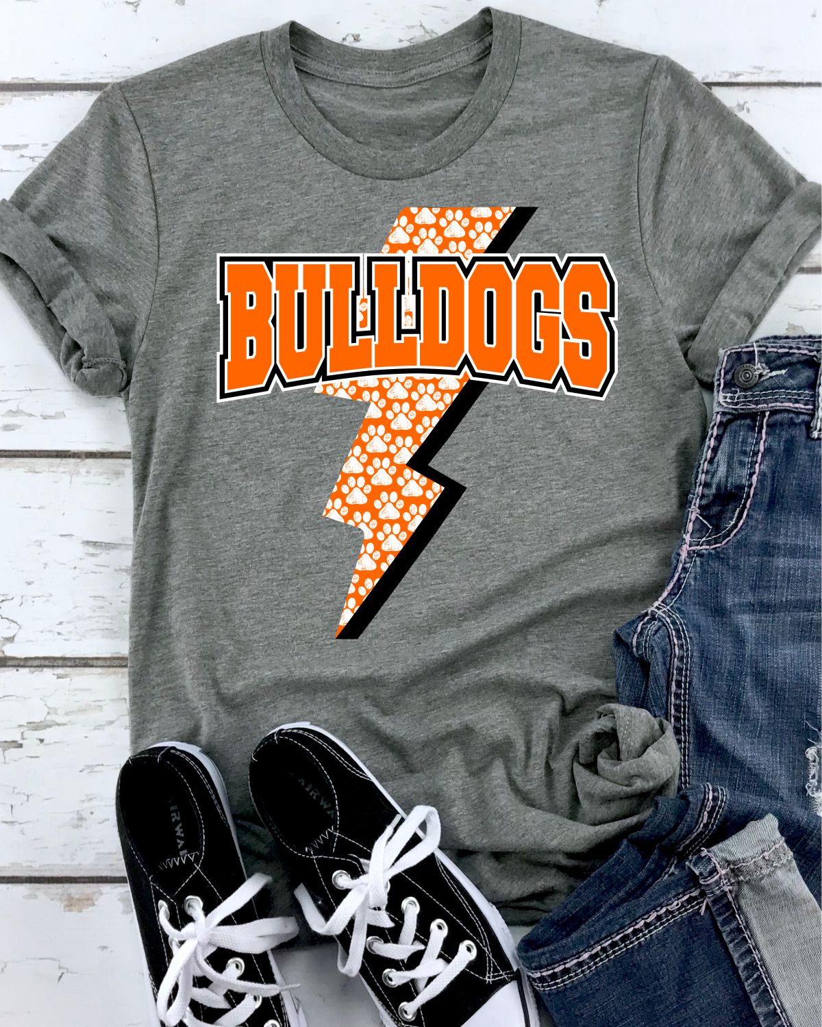 Bulldogs Lightning Bolt Transfer - Rustic Grace Heat Transfer Company