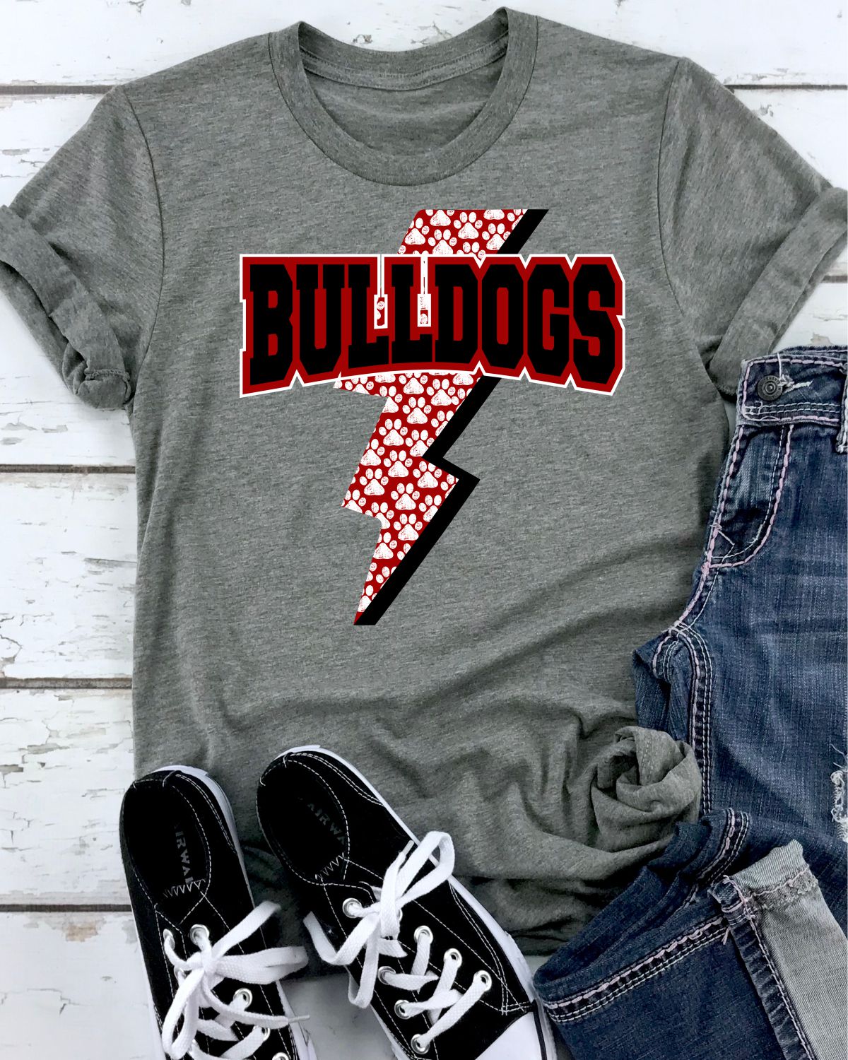 Bulldogs Lightning Bolt Transfer - Rustic Grace Heat Transfer Company