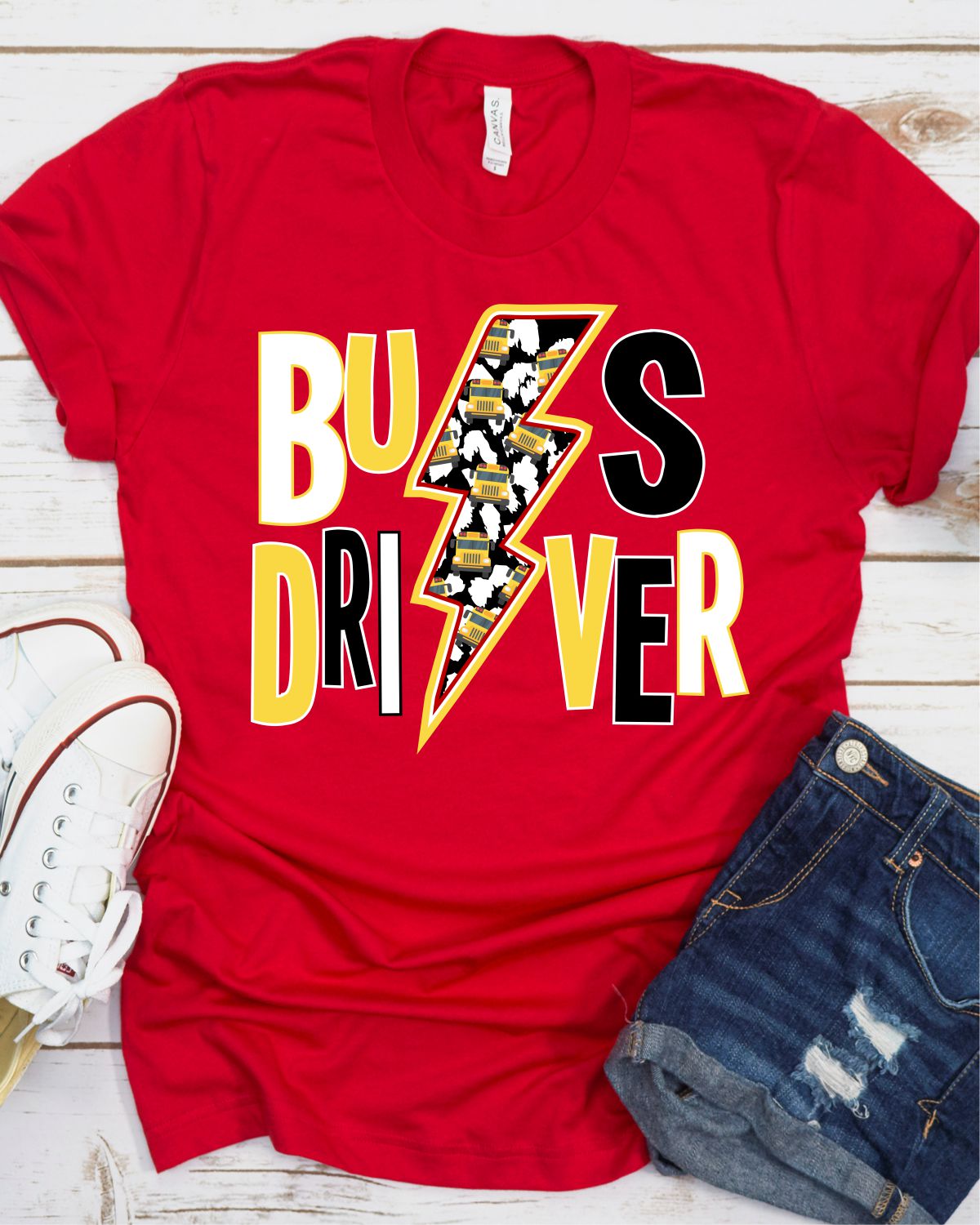 Bus Driver Lightening Bolt Transfer - Rustic Grace Heat Transfer Company