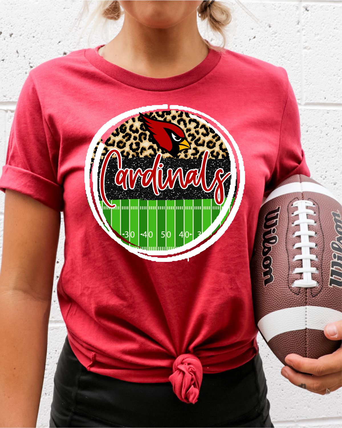 Cardinals Football Field Circle Transfer - Rustic Grace Heat Transfer Company