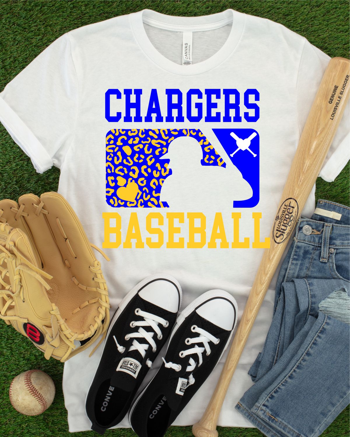 Chargers Leopard Baseball Man Transfer - Rustic Grace Heat Transfer Company