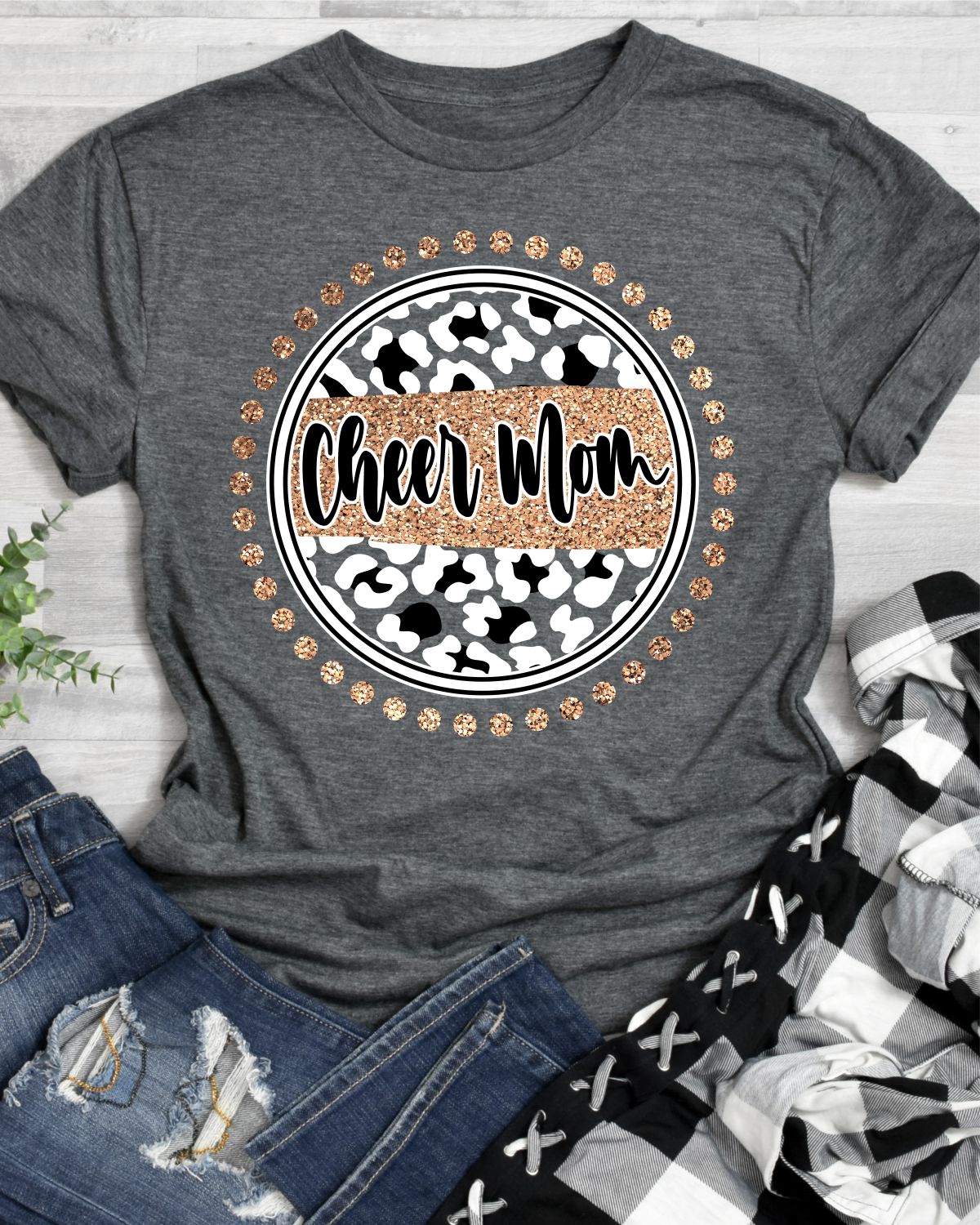 Cheer Mom Spirit Circle Dot Transfer - Rustic Grace Heat Transfer Company