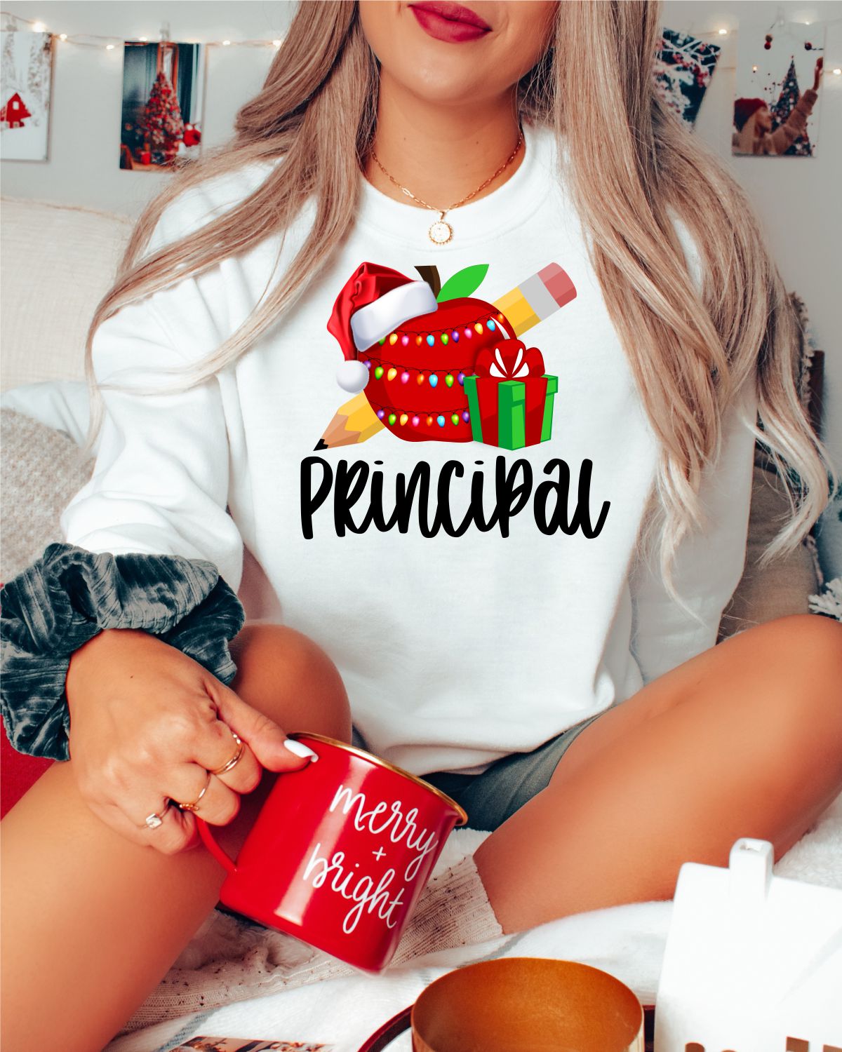 Christmas Principal Apple Transfer - Rustic Grace Heat Transfer Company