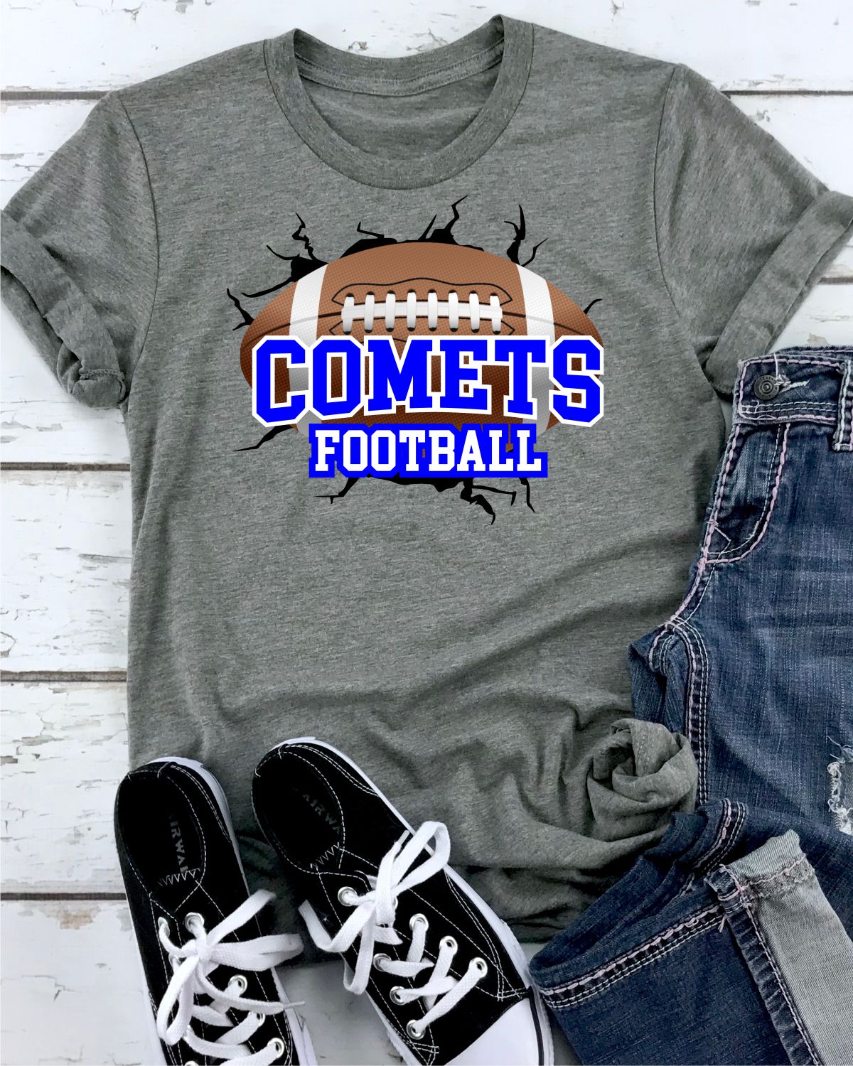 Comets Football Break Through Transfer - Rustic Grace Heat Transfer Company