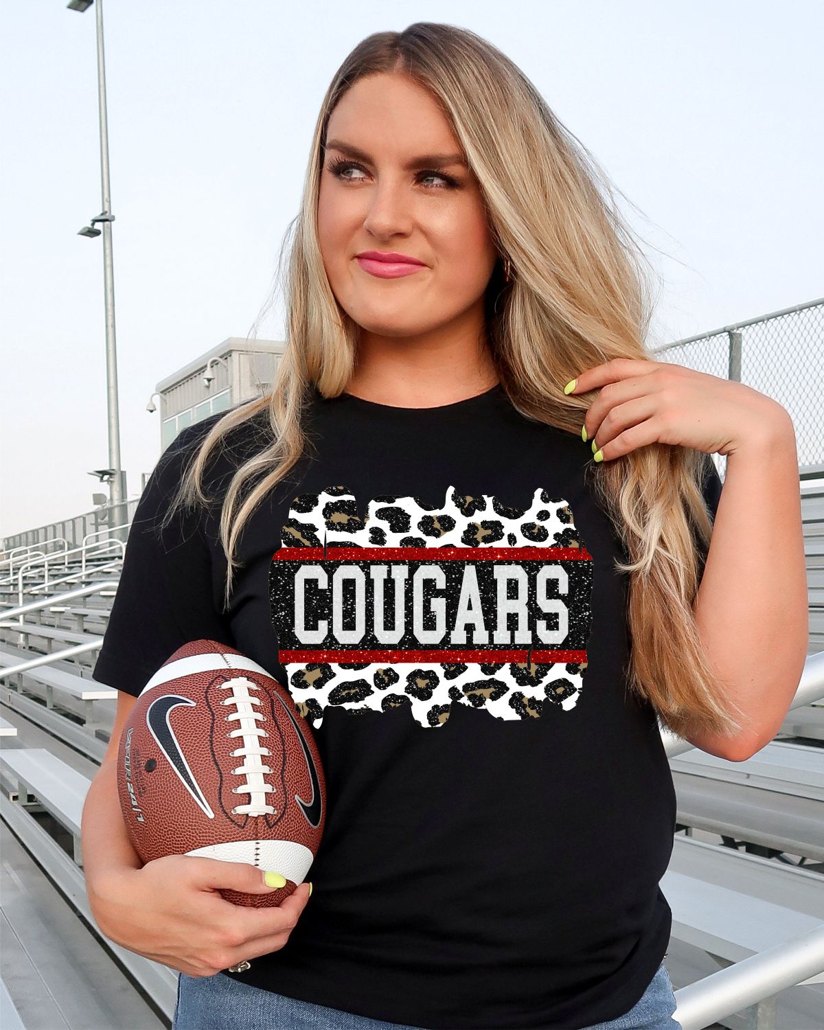 Cougars Leopard Glitter Swash Transfer - Rustic Grace Heat Transfer Company