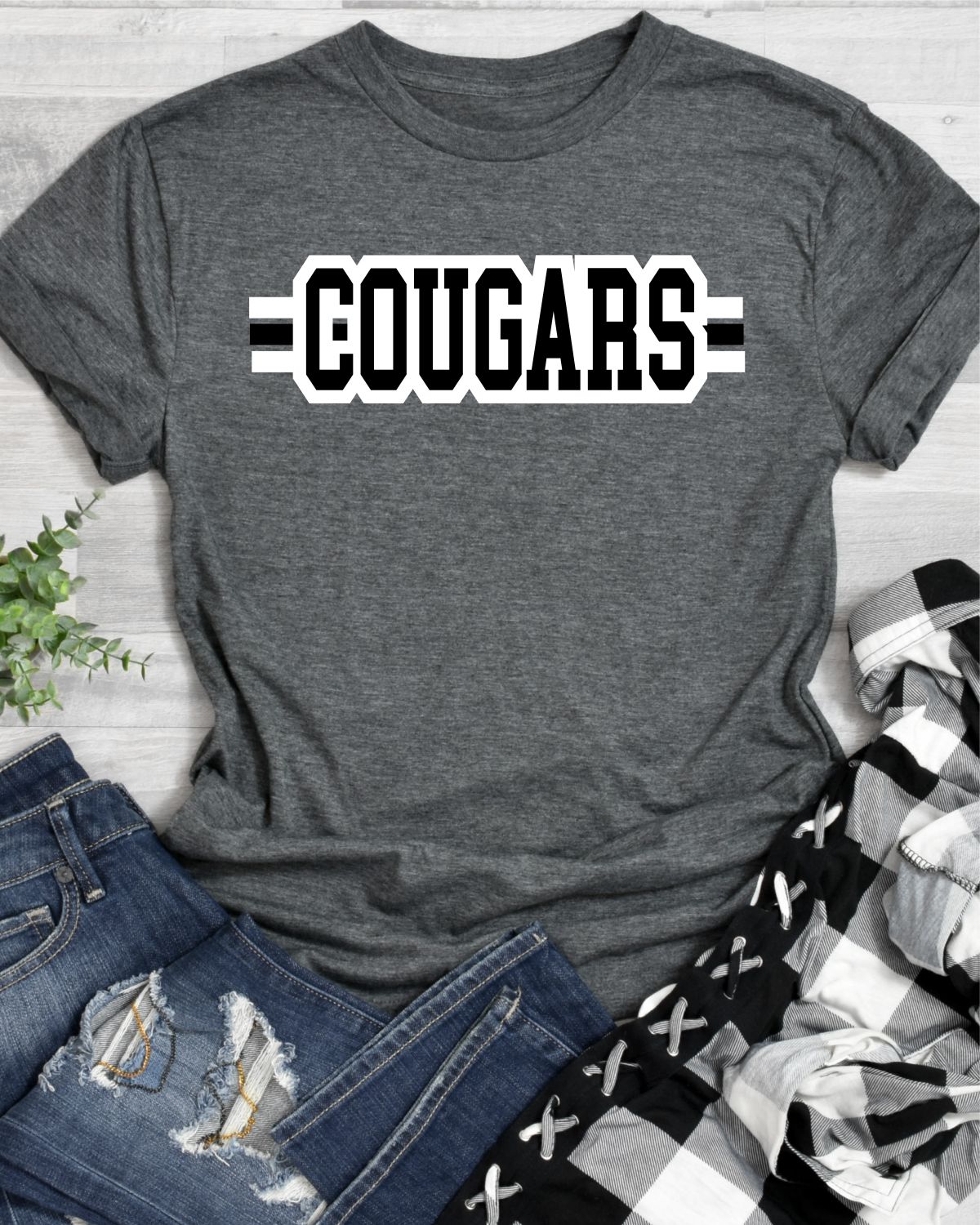 Cougars Word with Lines DTF Transfer – Rustic Grace Heat Transfer Company