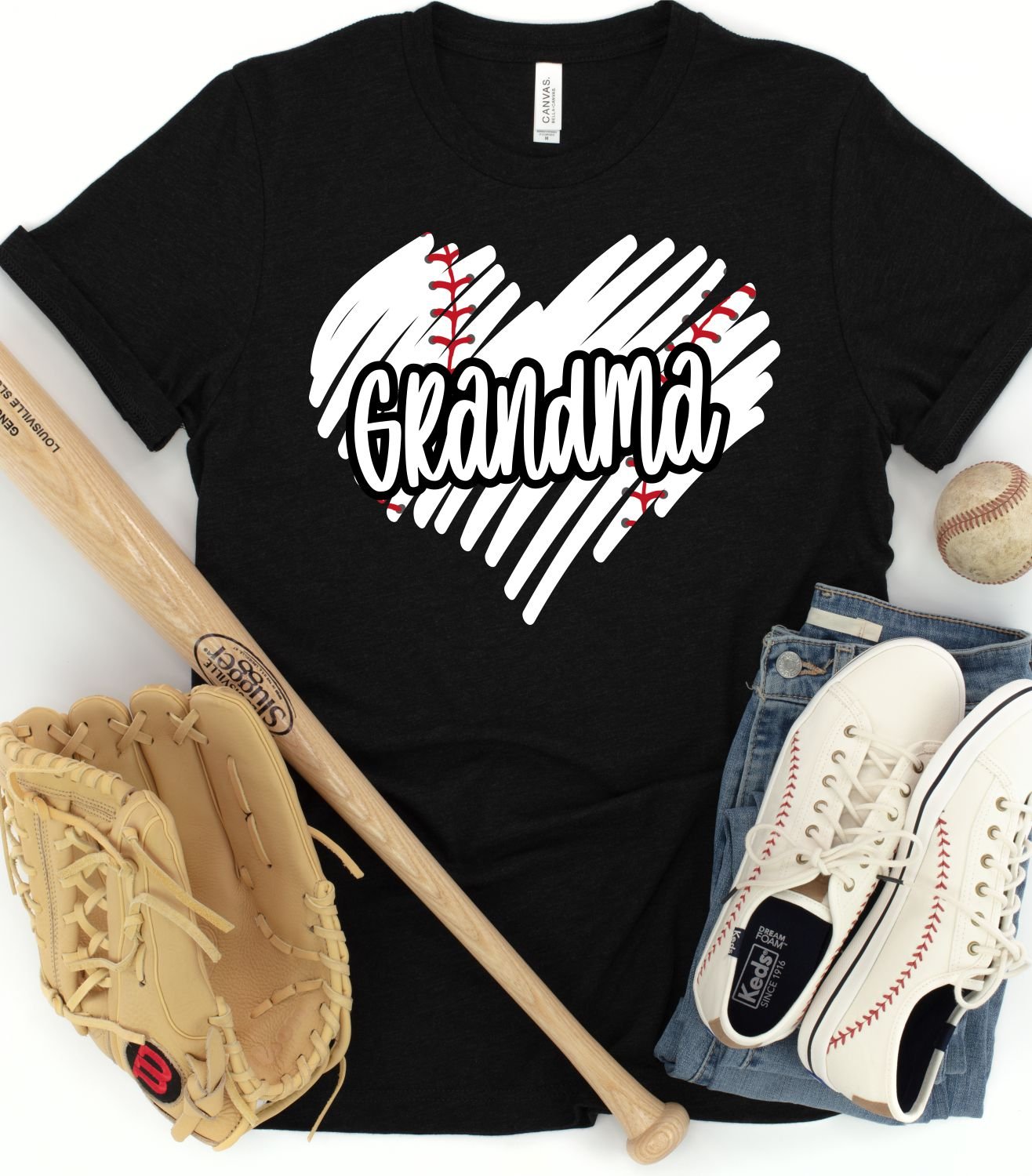 Custom Name Baseball Scribble Heart Transfer - Rustic Grace Heat Transfer Company