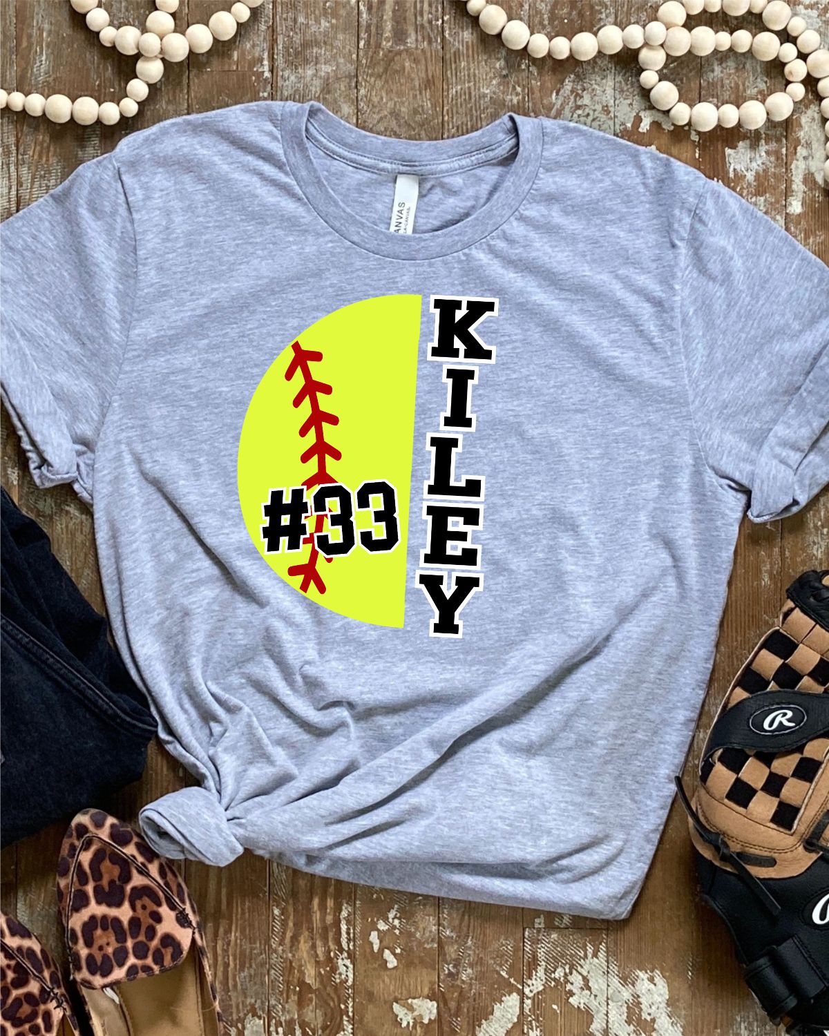 Custom Softball Split Transfer - Rustic Grace Heat Transfer Company