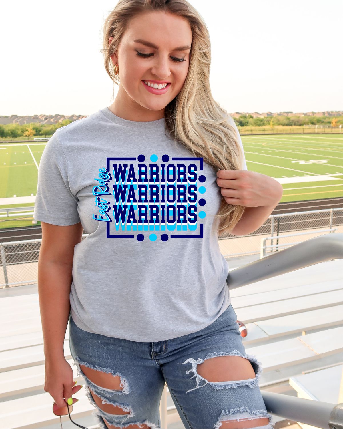 East Ridge Warriors Rectangle with Dots Transfer - Rustic Grace Heat Transfer Company