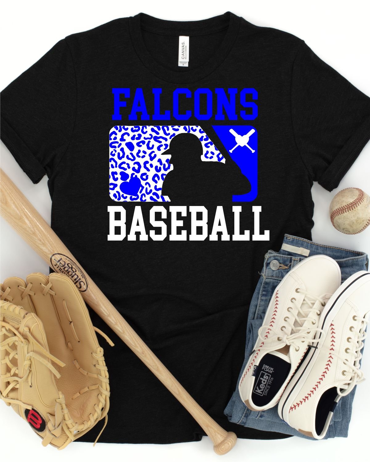 Falcons Leopard Baseball Man Transfer - Rustic Grace Heat Transfer Company