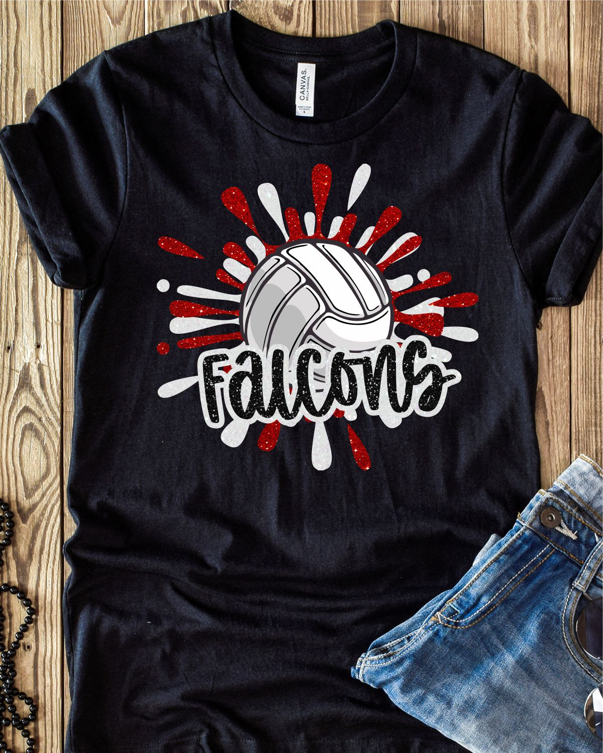 Falcons Volleyball Splatter Transfer - Rustic Grace Heat Transfer Company