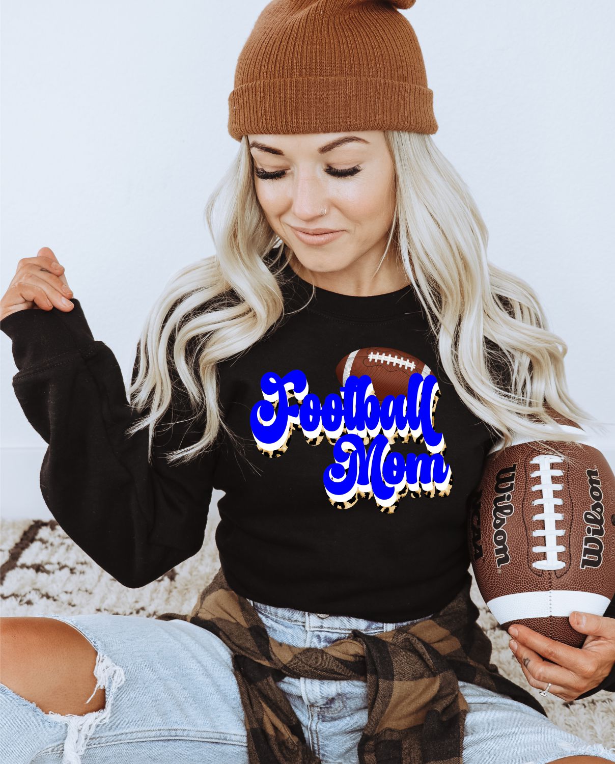 Football Mom Retro Word Transfer - Rustic Grace Heat Transfer Company