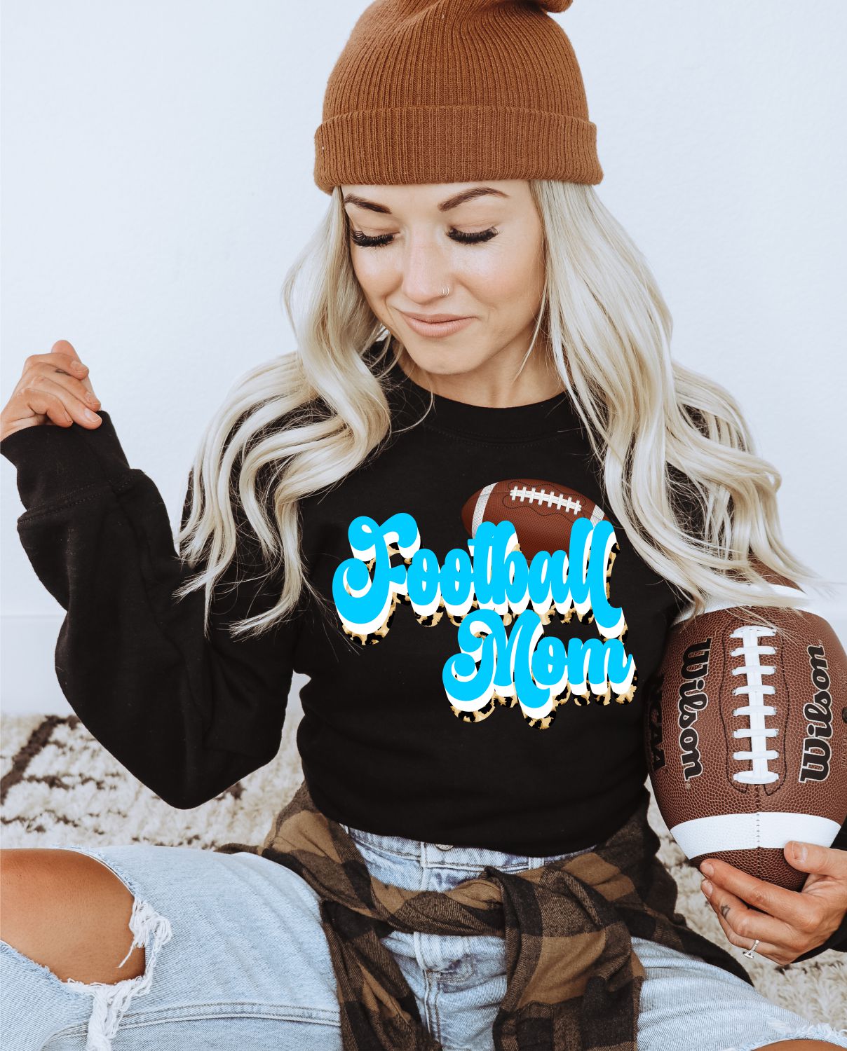 Football Mom Retro Word Transfer - Rustic Grace Heat Transfer Company