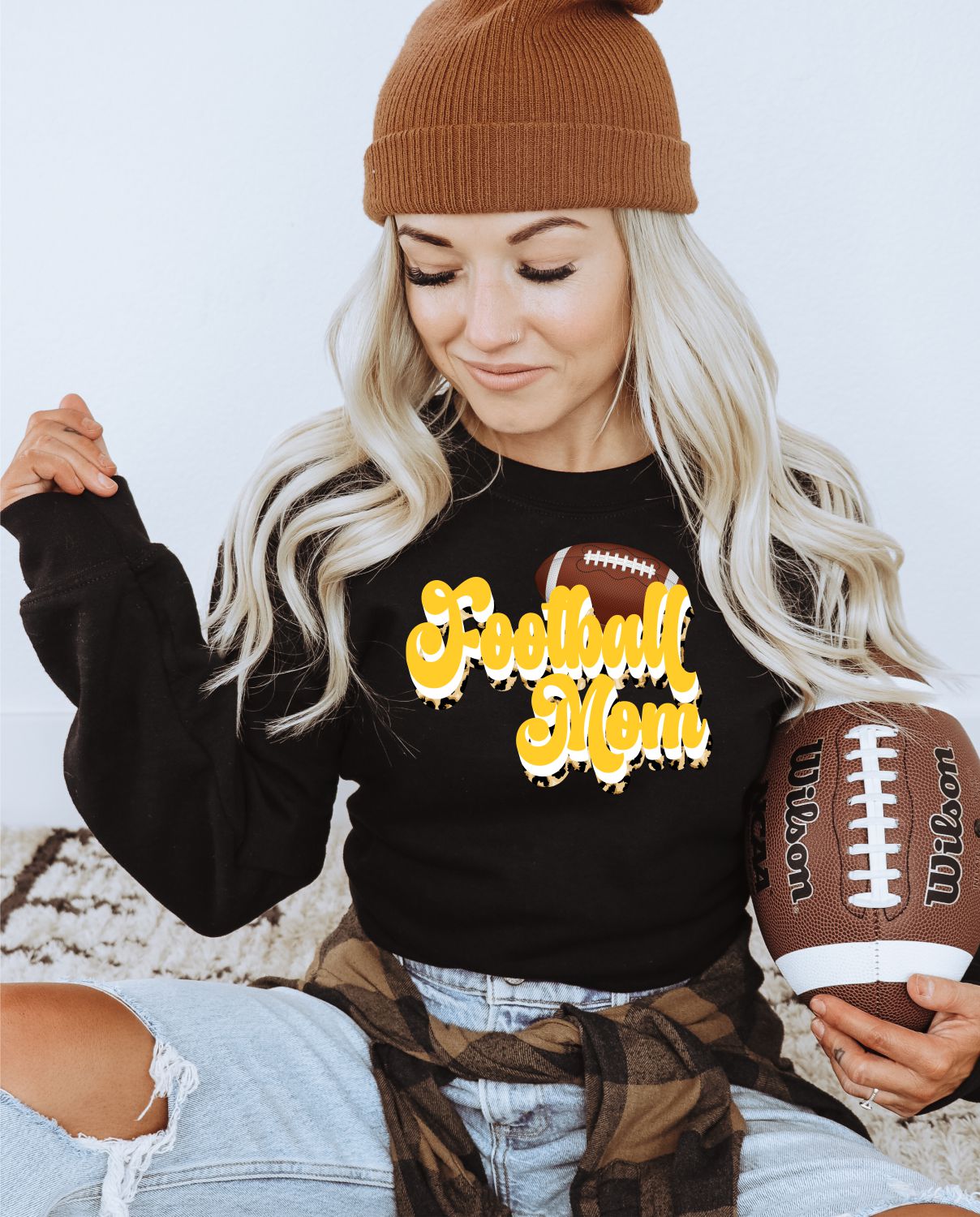 Football Mom Retro Word Transfer - Rustic Grace Heat Transfer Company