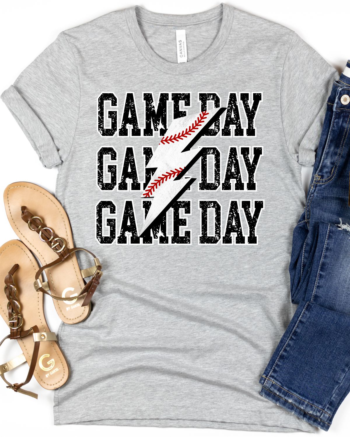 Game Day Baseball Bolt Transfer - Rustic Grace Heat Transfer Company