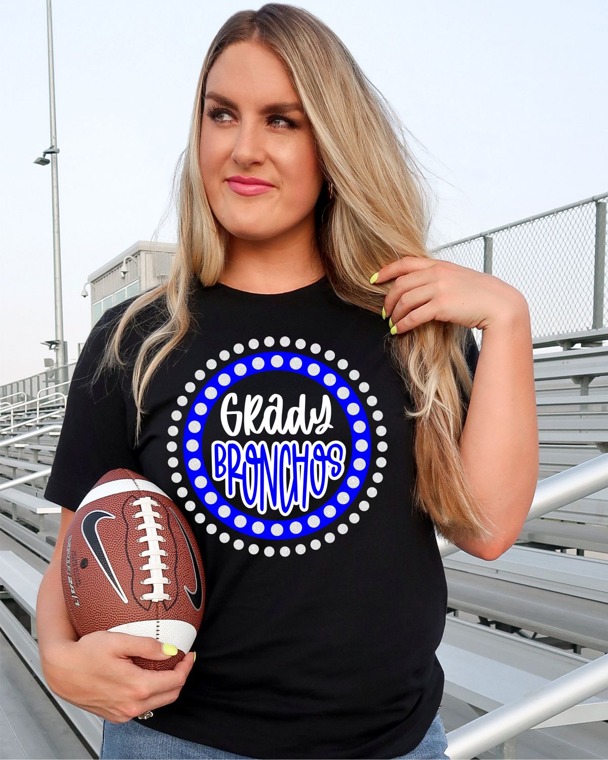 Grady Bronchos Spirit Circle Dot Transfer - Rustic Grace Heat Transfer Company