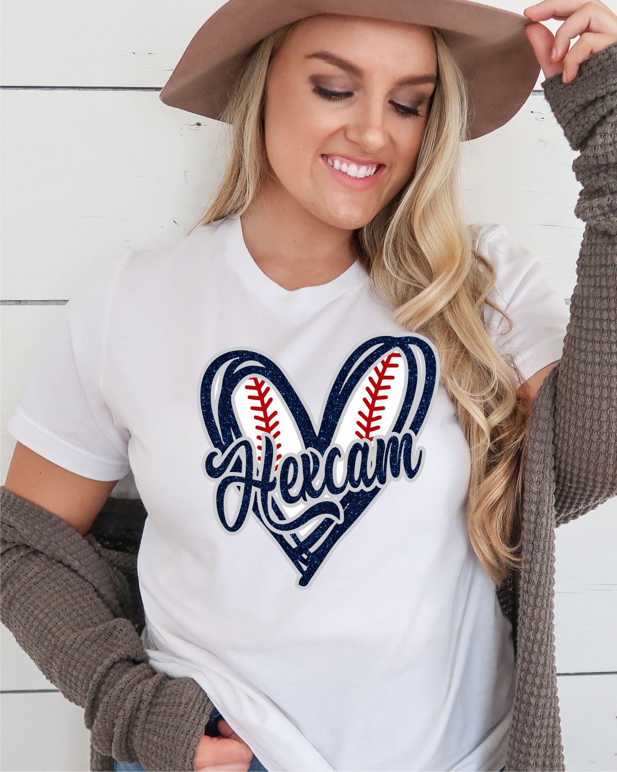 Hexcam Baseball Heart Transfer - Rustic Grace Heat Transfer Company