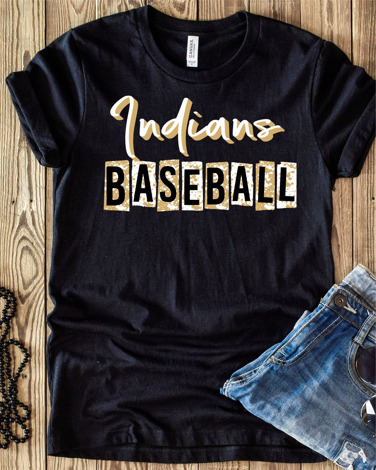 Indians Baseball Grunge Lettering Transfer - Rustic Grace Heat Transfer Company