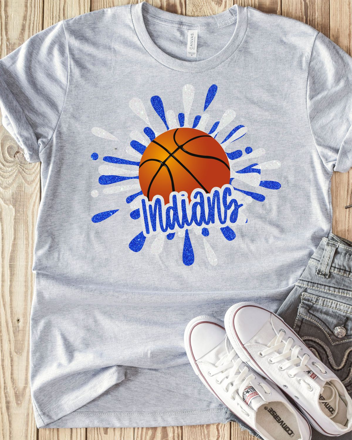 Indians Basketball Splatter Transfer - Rustic Grace Heat Transfer Company