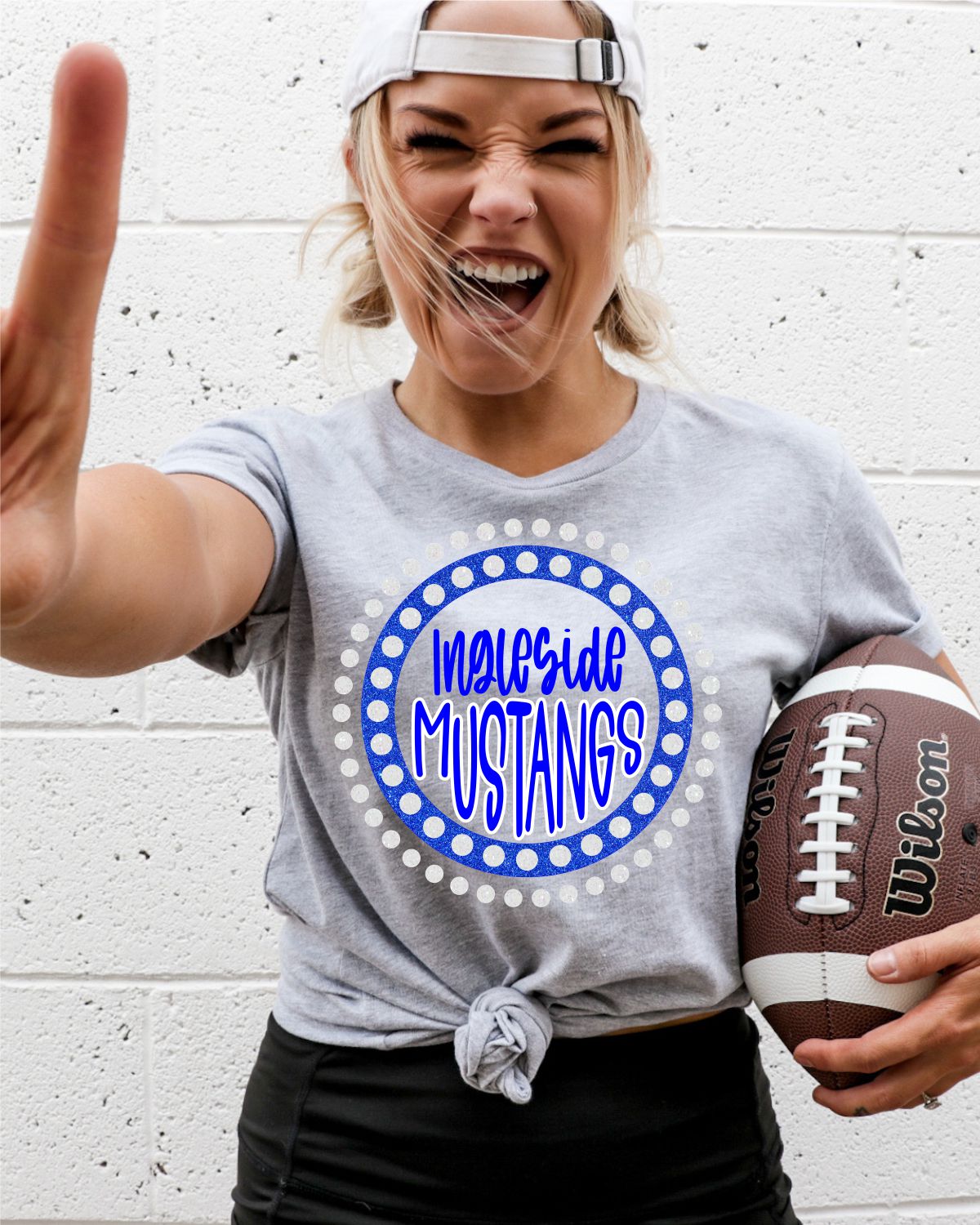 Ingleside Mustangs Spirit Circle Dot Transfer - Rustic Grace Heat Transfer Company