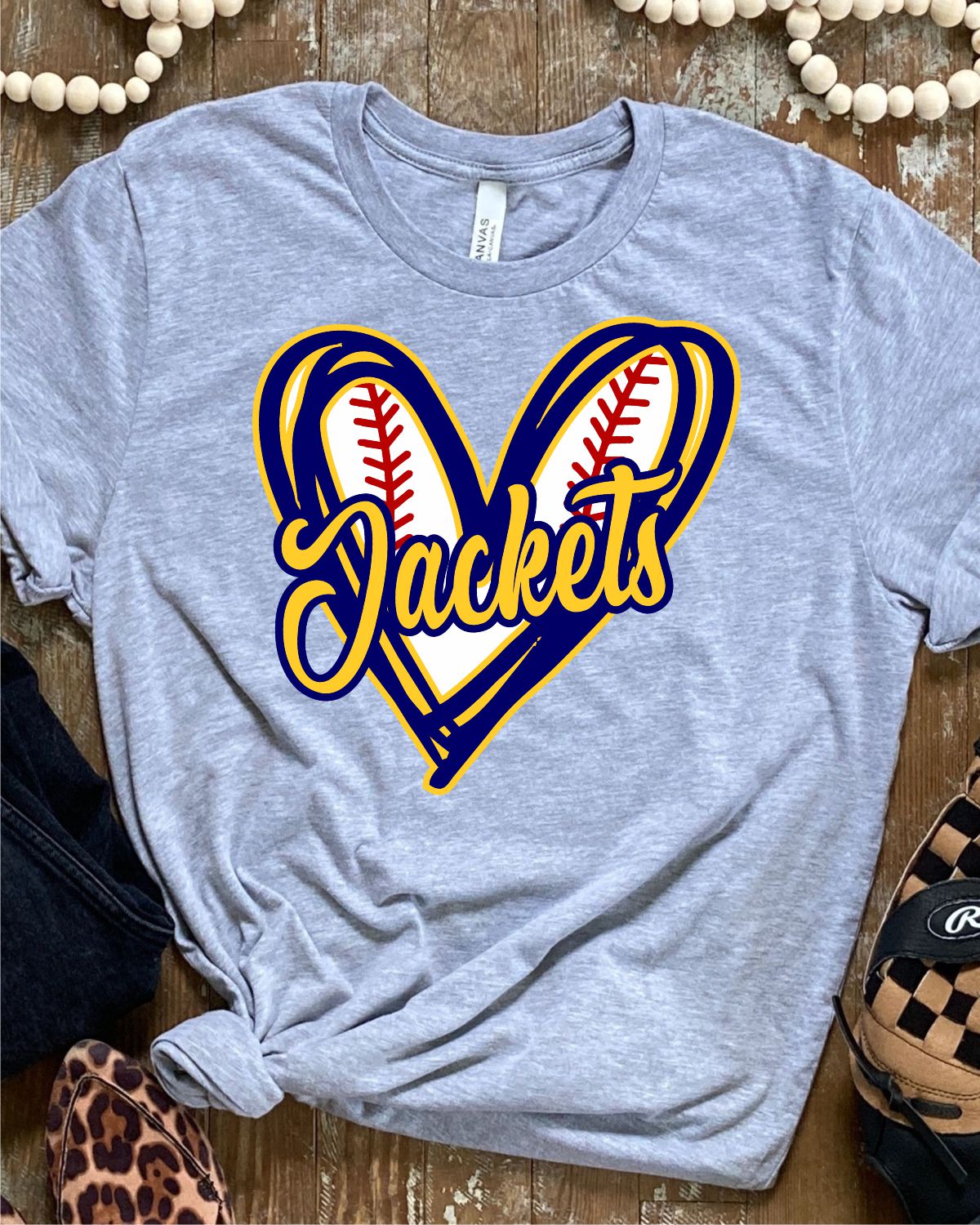 Jackets Baseball Heart Transfer - Rustic Grace Heat Transfer Company