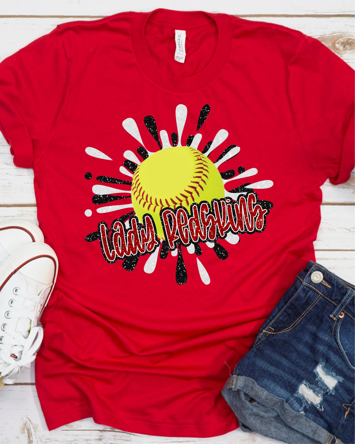 Lady Redskins Softball Splatter Transfer - Rustic Grace Heat Transfer Company