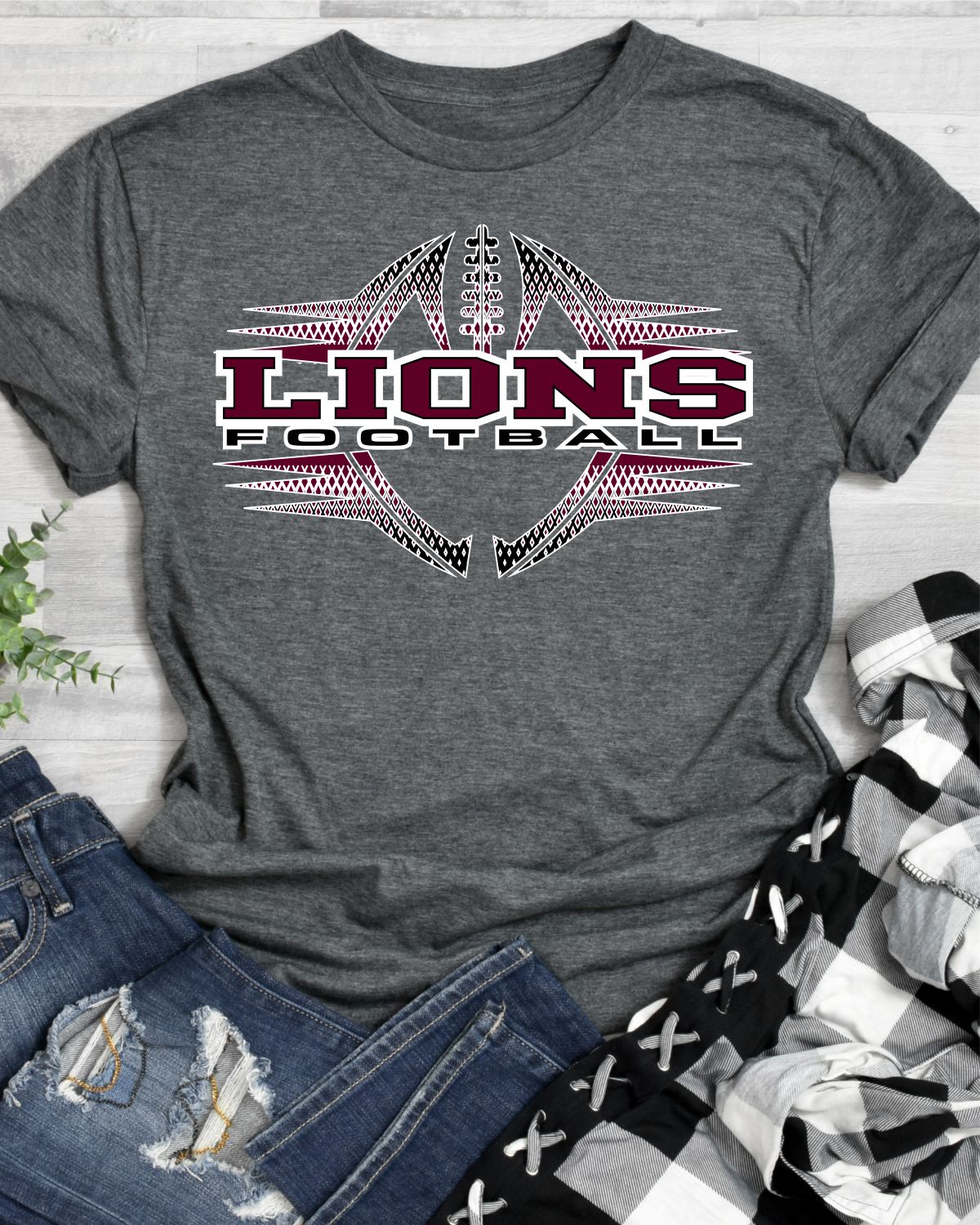 Lions Football Halftone Transfer - Rustic Grace Heat Transfer Company