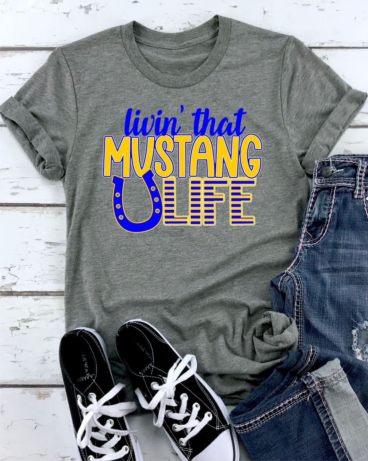 Livin' that Mustang Life Horseshoe Transfer - Rustic Grace Heat Transfer Company