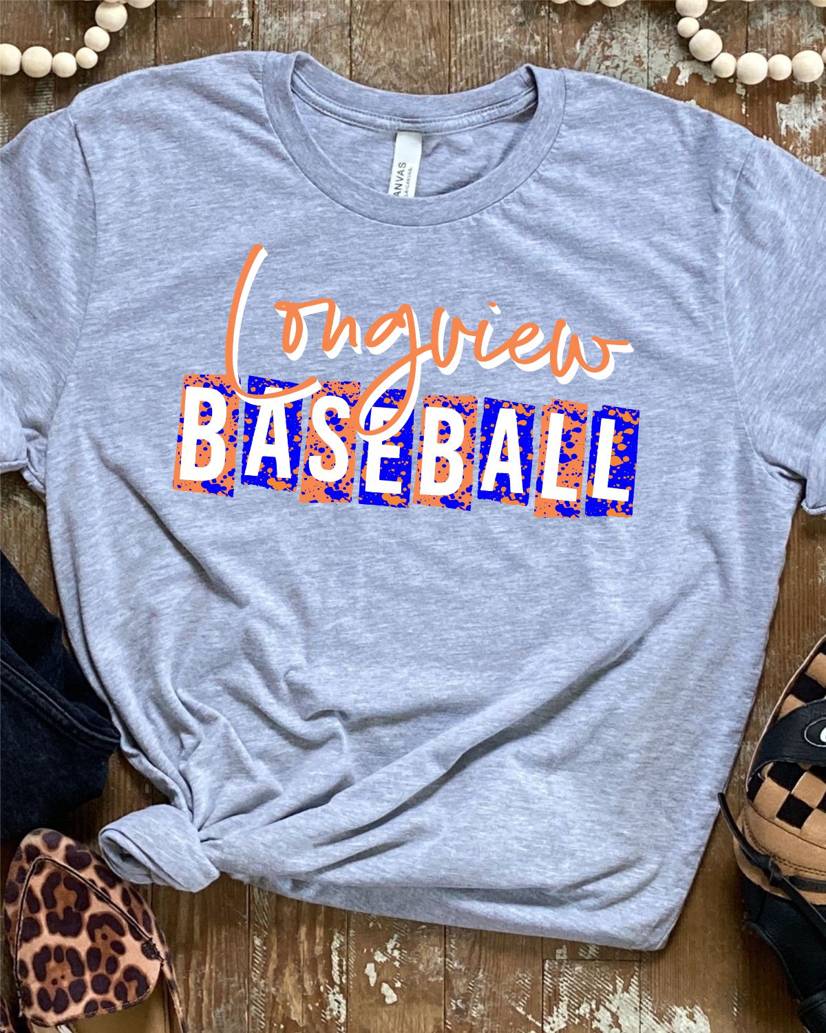 Longview Baseball Grunge Lettering Transfer - Rustic Grace Heat Transfer Company