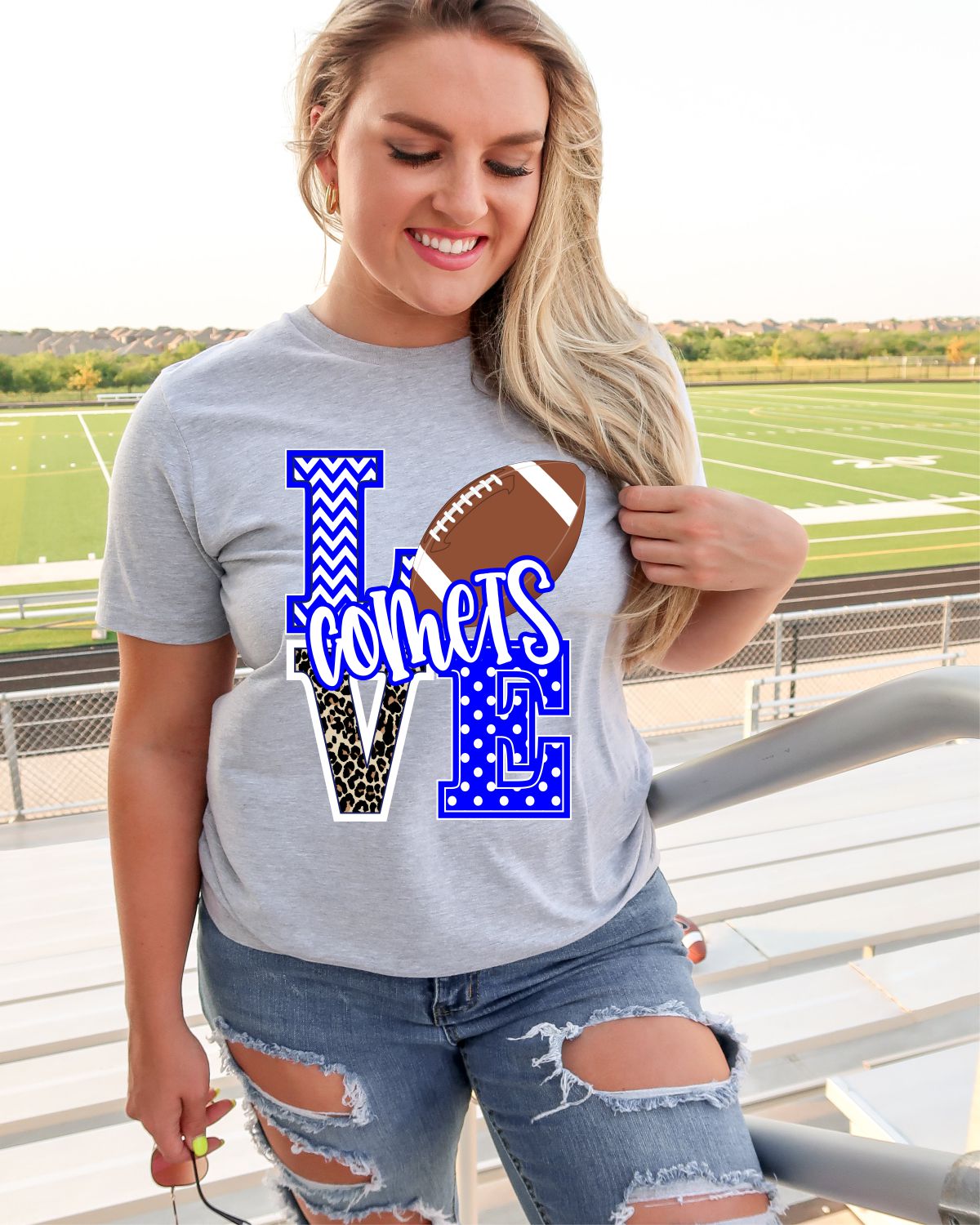 Love Comets Football Leopard V Transfer - Rustic Grace Heat Transfer Company