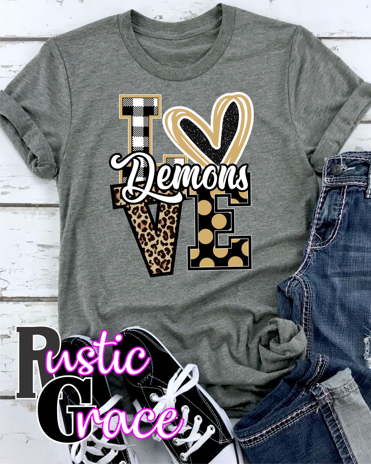 Love Demons Leopard V Transfer - Rustic Grace Heat Transfer Company