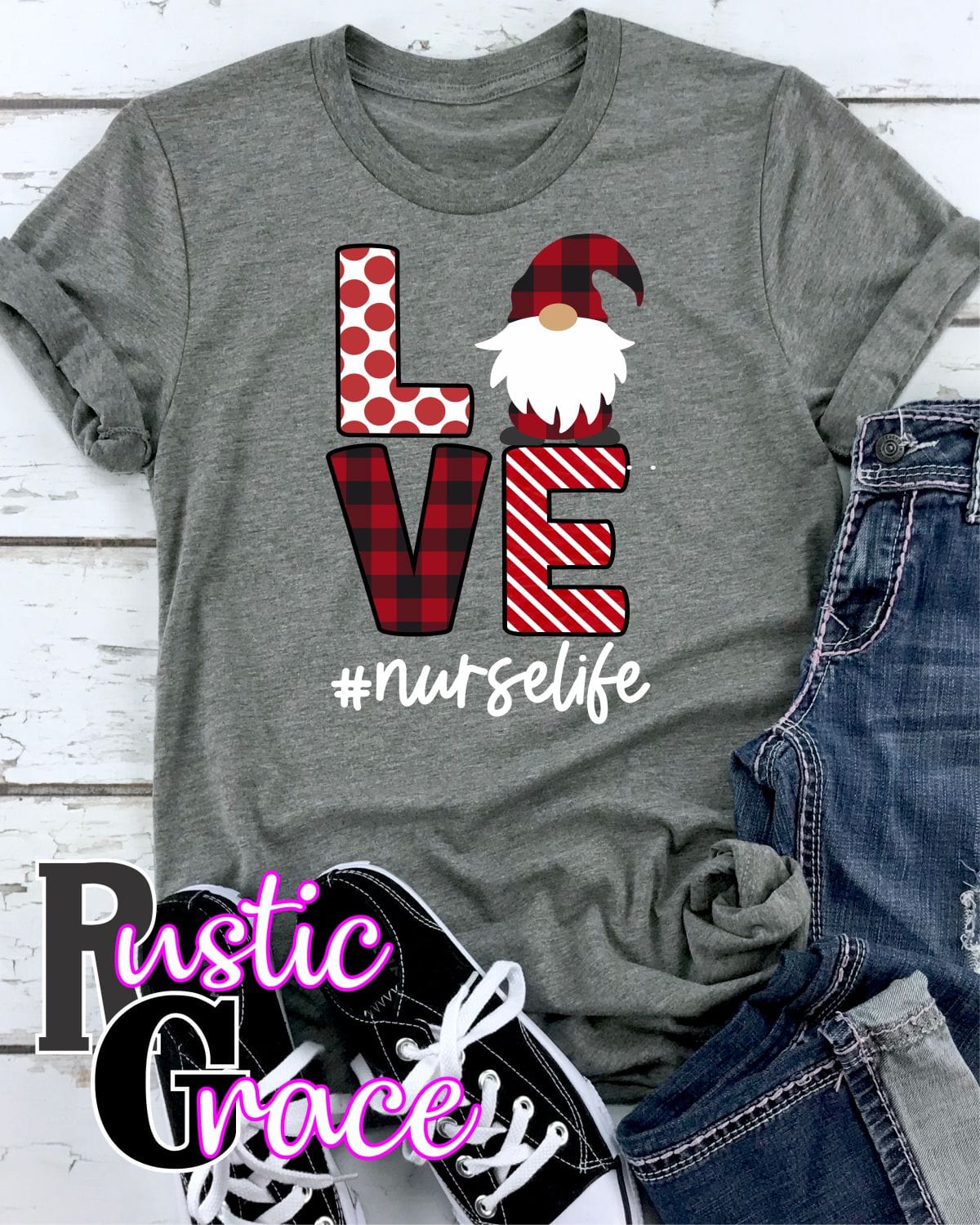 Love Gnome #nurselife Transfer - Rustic Grace Heat Transfer Company