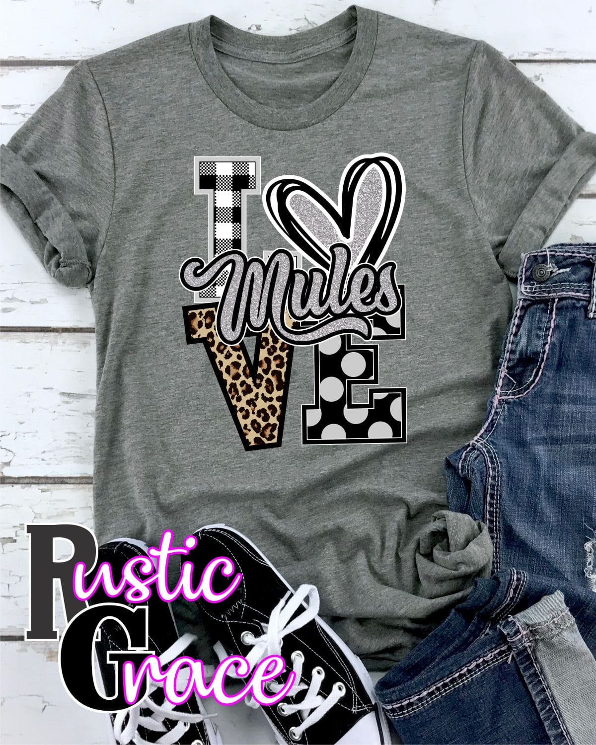 Love Mules Leopard V Transfer - Rustic Grace Heat Transfer Company