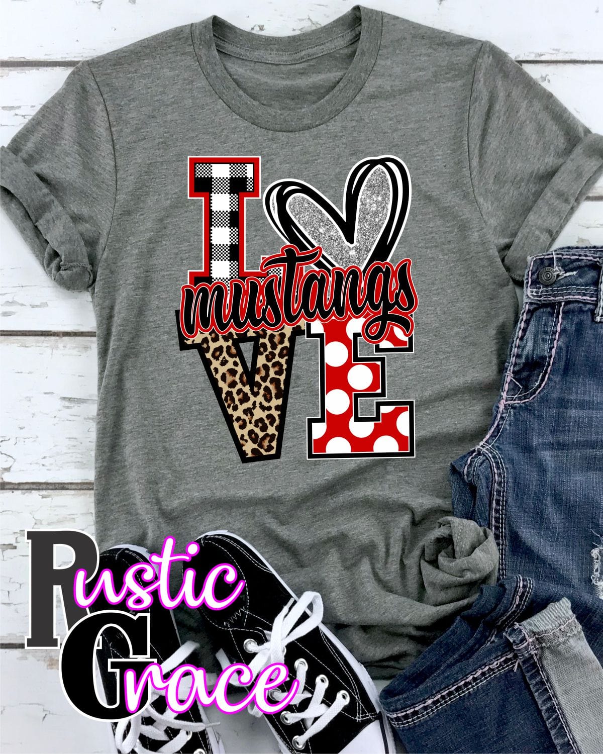 Love Mustangs Leopard V Transfer - Rustic Grace Heat Transfer Company