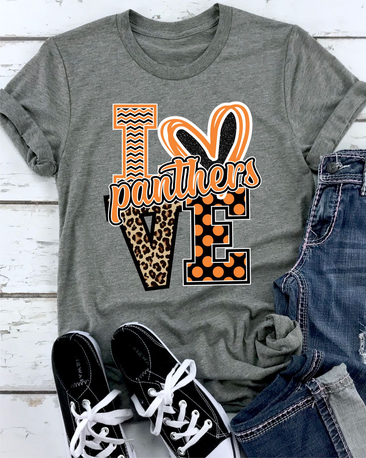 Love Panthers Leopard V Transfer - Rustic Grace Heat Transfer Company