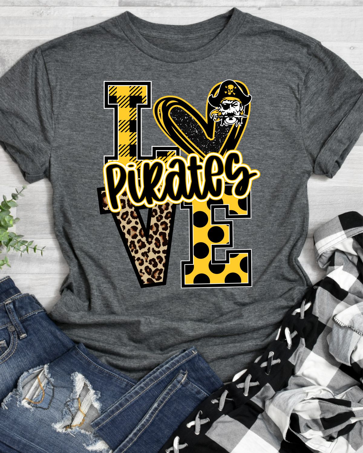 Love Pirates with Logo Leopard V Transfer - Rustic Grace Heat Transfer Company